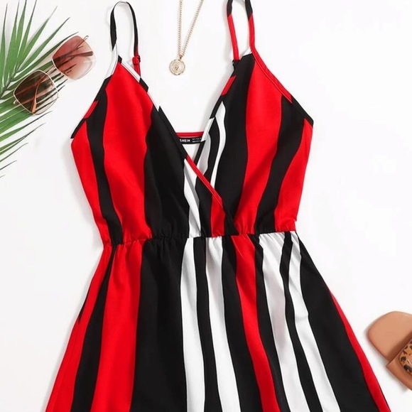 SHEIN colorblock striped cami romper NWT